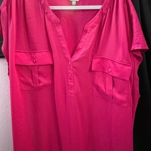Terra & Sky Fuchsia Blouse with Button Details